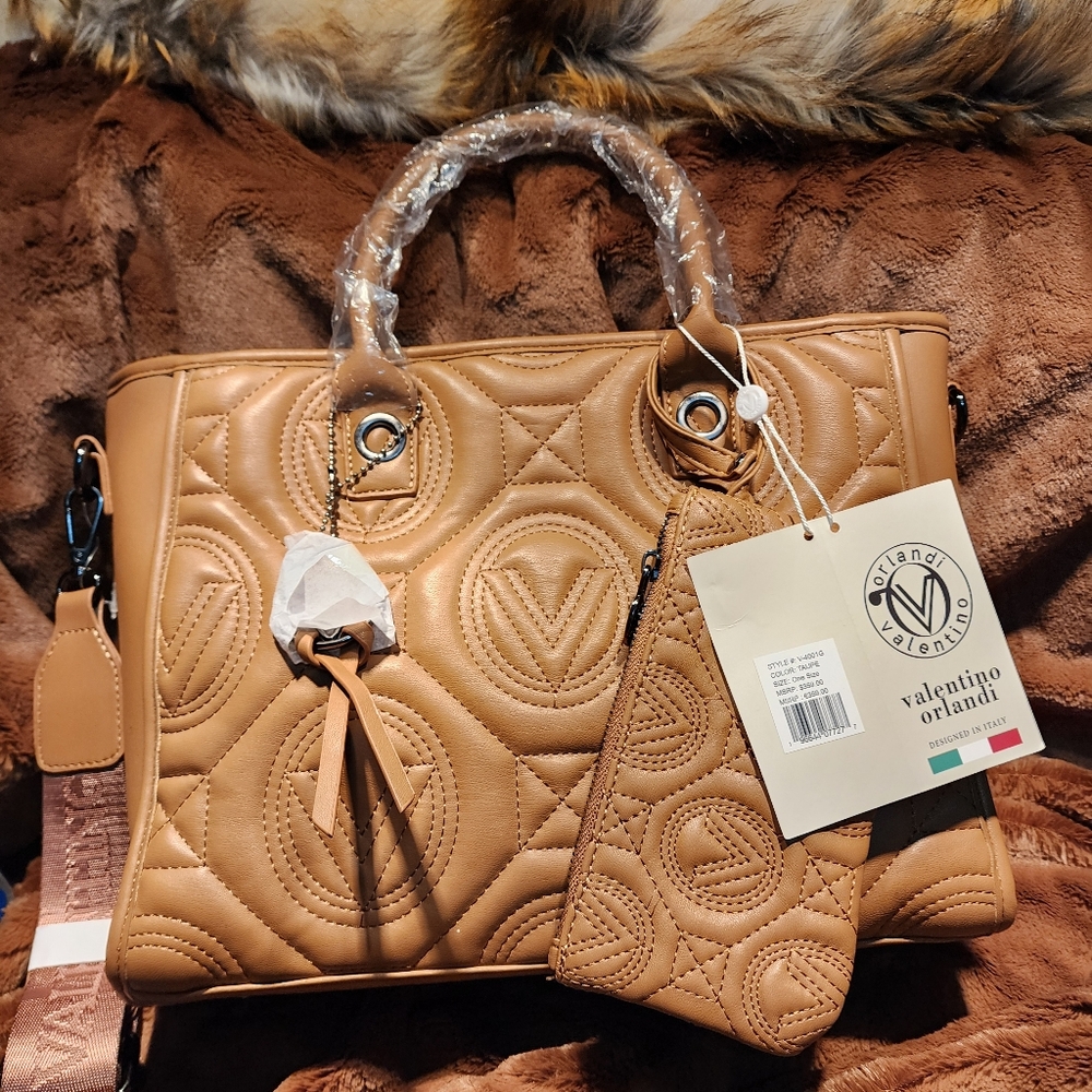 Valentino Orlandi Tan Embossed Floral Tote  Item 101